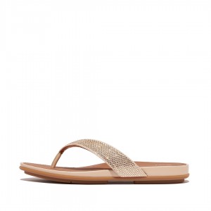 Beige Fitflop Gracie Microfibre Women's Flip Flops | PH-4157XMQRE