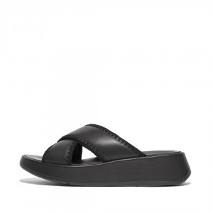 Black Fitflop F-Mode Slides Women's Slides | PH-5397UROCP