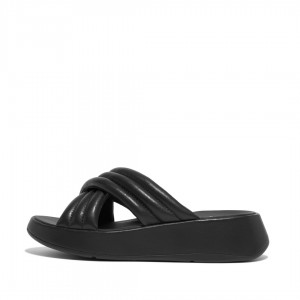 Black Fitflop F-Mode Slides Women's Slides | PH-8142YGTLD