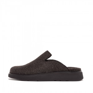 Black Fitflop Gen-Ff Felt Polyester Men's Mules | PH-1306XRNDQ