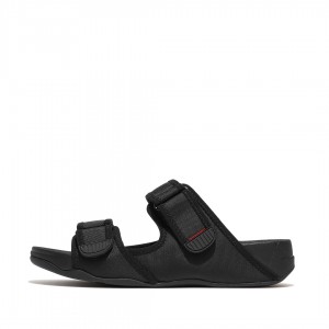 Black Fitflop Gogh Moc Fabric Men's Slides | PH-8623TNJSY