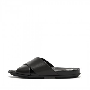 Black Fitflop Gracie Cross Slides Women's Slides | PH-8270FSCIH