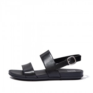 Black Fitflop Gracie Leather Women's Back-Strap Sandals | PH-1465YMFDK