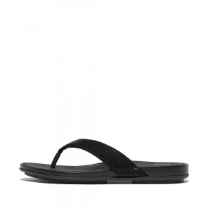 Black Fitflop Gracie Microfibre Women's Flip Flops | PH-2307LWRST