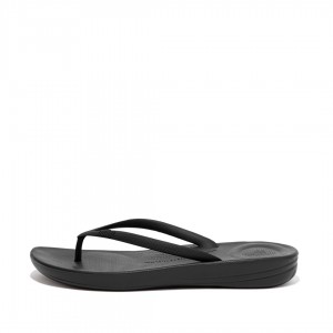 Black Fitflop Iqushion Ergonomc Women's Flip Flops | PH-7690QTCSB