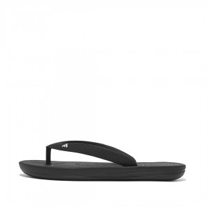 Black Fitflop Iqushion Rubber Kids' Flip Flops | PH-5269ROPTI