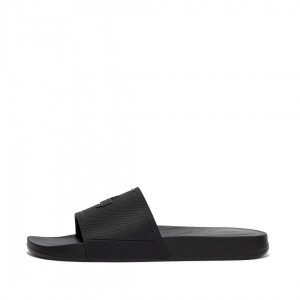 Black Fitflop Iqushion Rubber Men's Slides | PH-0623IRSEN