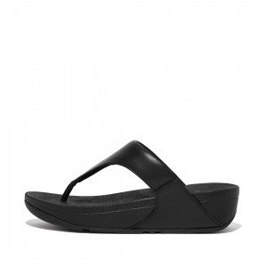 Black Fitflop Lulu Leather Women's Toe-Post Sandals | PH-7926DCVRS