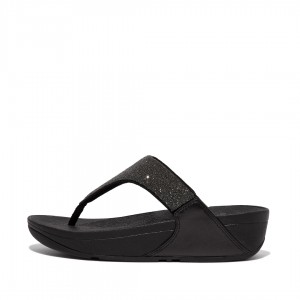 Black Fitflop Lulu Microfibre Faux Leather (Pu) Thongs Women's Toe-Post Sandals | PH-5293CLSNR