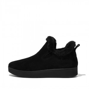 Black Fitflop Rally Slip On Women's Sneakers | PH-3674JCYSR