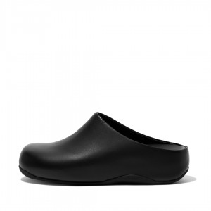 Black Fitflop Shuv Wipe Clean Women's Clogs | PH-0153WVJPI