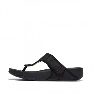 Black Fitflop Trakk Ii Polyester Faux Toe Men's Thongs | PH-6402LDBZQ