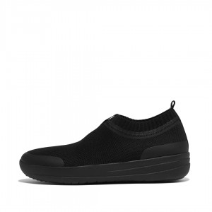 Black Fitflop Uberknit Nylon Mix Knit Tpu Rubber Women's Sneakers | PH-3459FTGSB