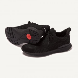 Black Fitflop Vitamin Ffx Knit Sports Men's Sneakers | PH-2349WBKAG