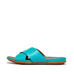 Blue Fitflop Gracie Cross Slides Women's Slides | PH-9253QUGSW