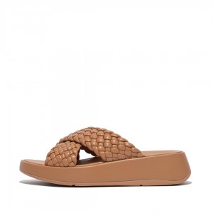 Brown Fitflop F-Mode Slides Women's Slides | PH-6247AOGIW