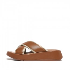 Brown Fitflop F-Mode Slides Women's Slides | PH-7241WVOIZ