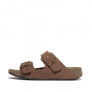 Brown Fitflop Gogh Moc Nubuck Men's Slides | PH-5341GQWJR