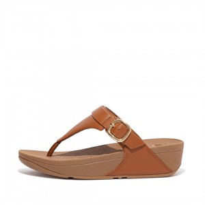 Brown Fitflop Lulu Adjustable Leather Women's Toe-Post Sandals | PH-7615UDVRC