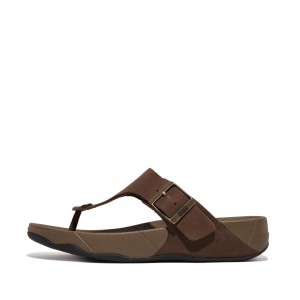 Brown Fitflop Trakk Ii Nubuck Toe Men's Thongs | PH-6140VRFCS