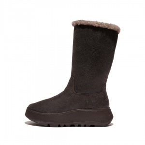 Chocolate Fitflop F-Mode Double Faced Shearling Women's Boots | PH-1720MQCRH