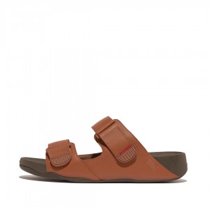 Dark Brown Fitflop Gogh Moc Men's Slides | PH-7982JZETU