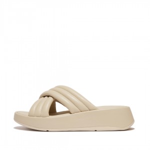 Grey Beige Fitflop F-Mode Slides Women's Slides | PH-8154HLRWC