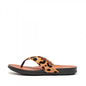 Leopard Fitflop Gracie Leopard Print Women's Flip Flops | PH-0186BGFEO