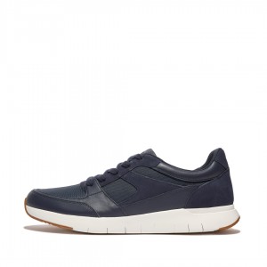 Navy Fitflop Anatomiflex Fabric Polyester Men's Sneakers | PH-2054ITBSG