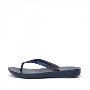 Navy Fitflop Iqushion Ombre Glitter Women's Flip Flops | PH-2749OAIRG