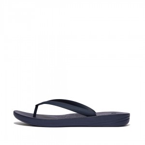 Navy Fitflop Iqushion Rubber Men's Flip Flops | PH-0328EXPRN