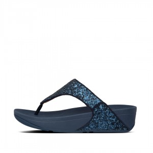 Navy Fitflop Lulu Glitter Women's Toe-Post Sandals | PH-8174IWNYX