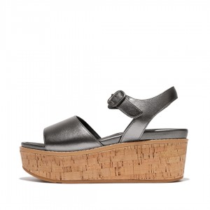 Obsidian Fitflop Eloise Cork Wrap Women's Wedge Sandals | PH-9251IVHGS