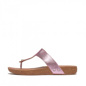 Purple Fitflop Iqushion Leather Thongs Women's Toe-Post Sandals | PH-4985KXRDH