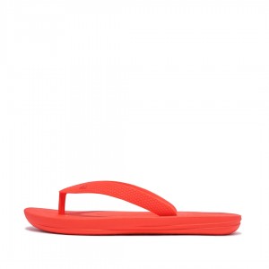 Red Fitflop Iqushion Rubber Kids' Flip Flops | PH-0849PNSAJ