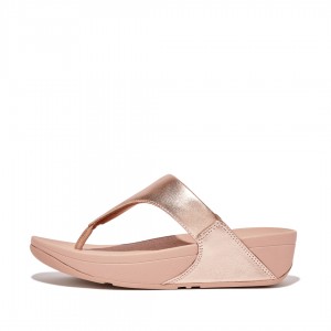 Rose Gold Fitflop Lulu Leather Women's Toe-Post Sandals | PH-7512TDSGP