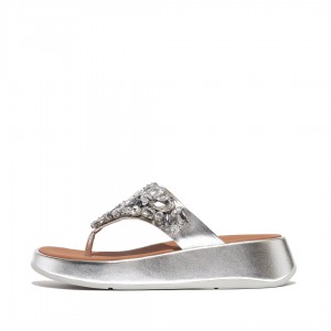 Silver Fitflop F-Mode Women's Flip Flops | PH-6275RQBLI