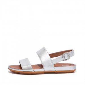 Silver Fitflop Gracie Leather Women's Back-Strap Sandals | PH-9704BZCHW