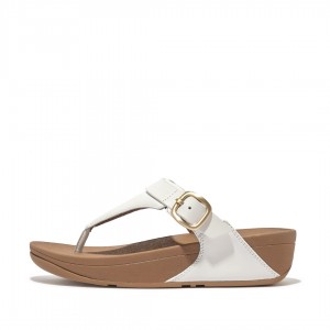 White Fitflop Lulu Adjustable Leather Women's Toe-Post Sandals | PH-7921ZTCUD