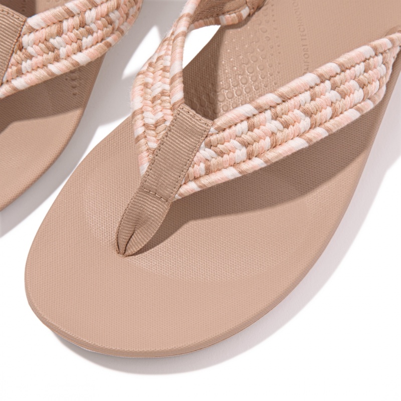 Beige Fitflop Iqushion Cotton Webbing Flip Flops Women's Flip Flops | PH-0276ZVPQR