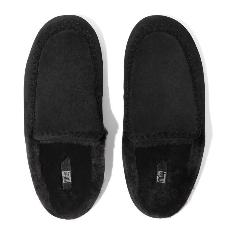 Black Fitflop Chrissie Ii Haus Women's Slippers | PH-6298FKVGN