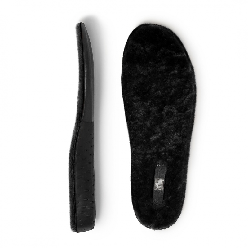 Black Fitflop Chrissie Shearling Slippers Women's Insoles | PH-9852MYINU