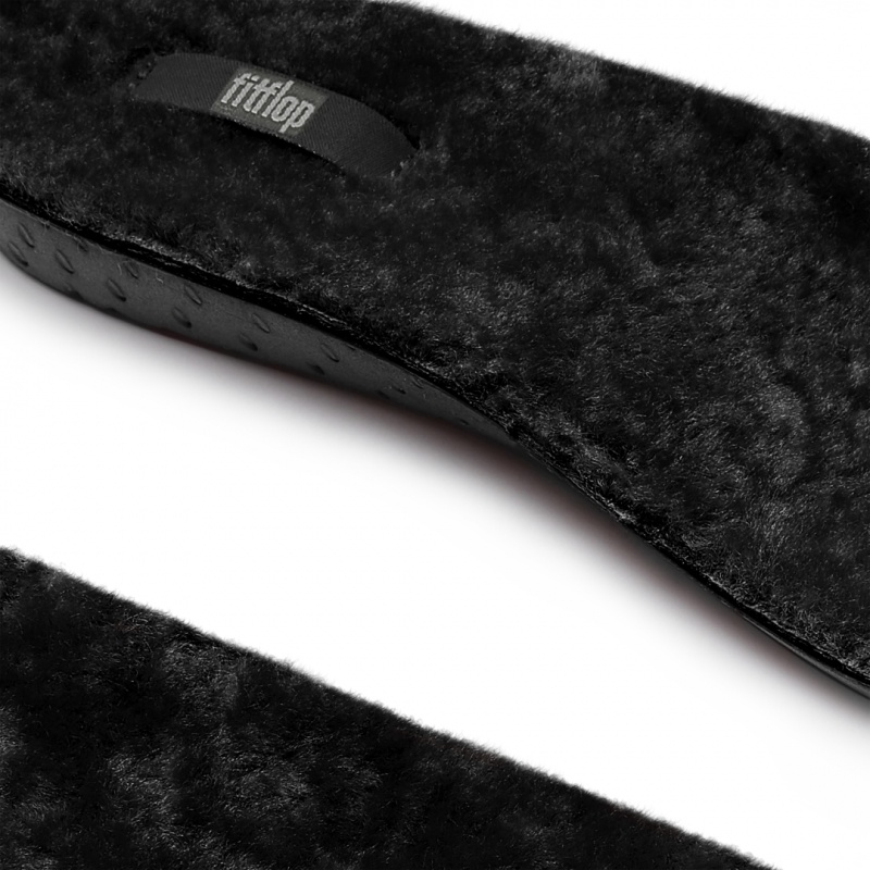 Black Fitflop Chrissie Shearling Slippers Women's Insoles | PH-9852MYINU