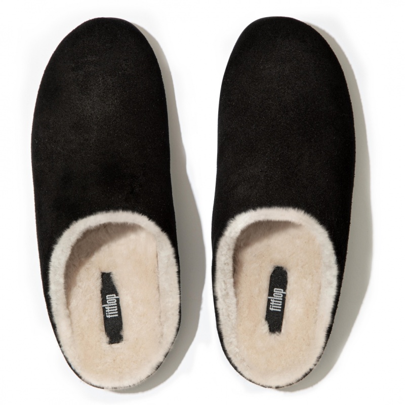 Black Fitflop Chrissie Shearling Women's Slippers | PH-1569KOSEZ