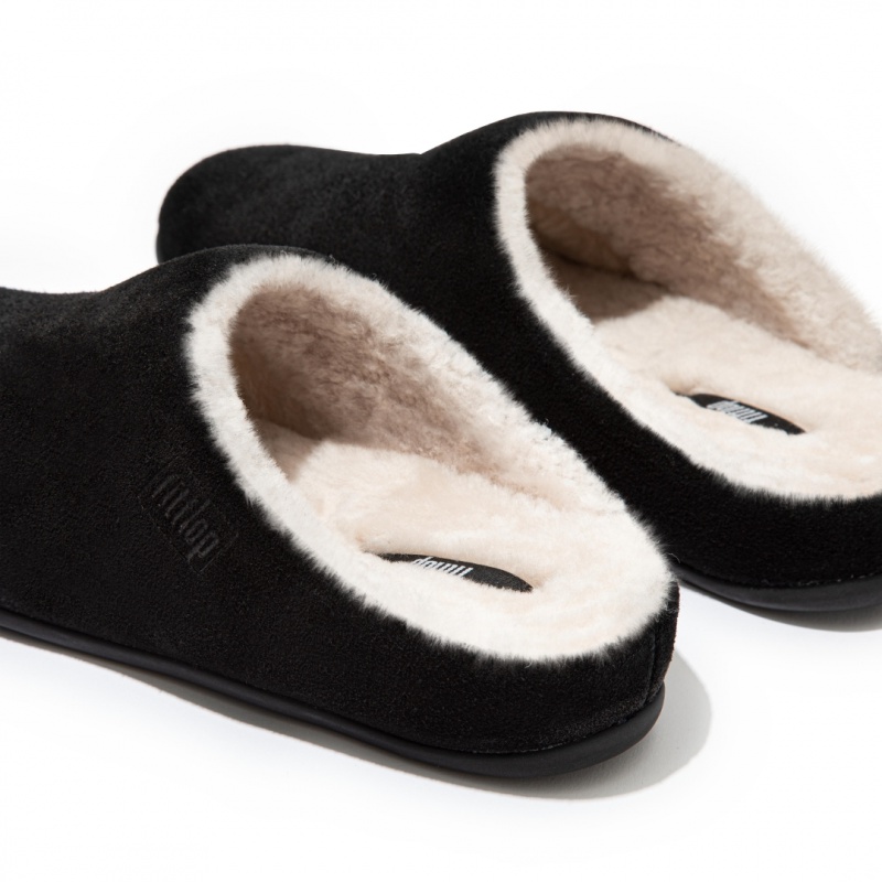 Black Fitflop Chrissie Shearling Women's Slippers | PH-1569KOSEZ