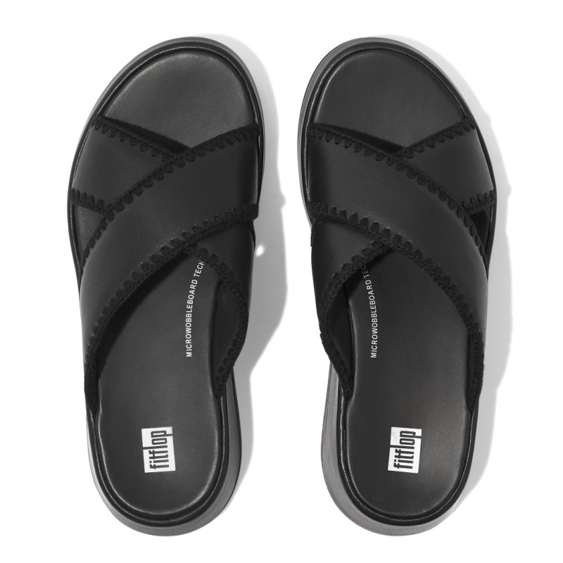 Black Fitflop F-Mode Slides Women's Slides | PH-5397UROCP