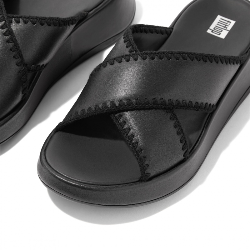 Black Fitflop F-Mode Slides Women's Slides | PH-5397UROCP