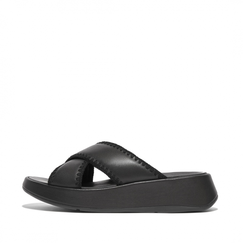 Black Fitflop F-Mode Slides Women\'s Slides | PH-5397UROCP