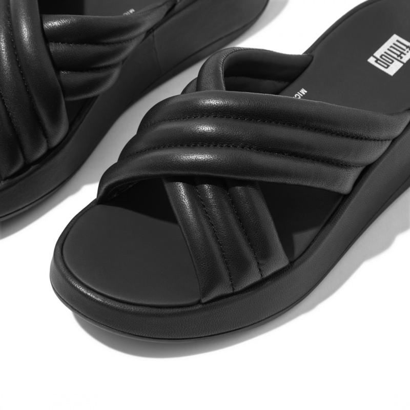 Black Fitflop F-Mode Slides Women's Slides | PH-8142YGTLD