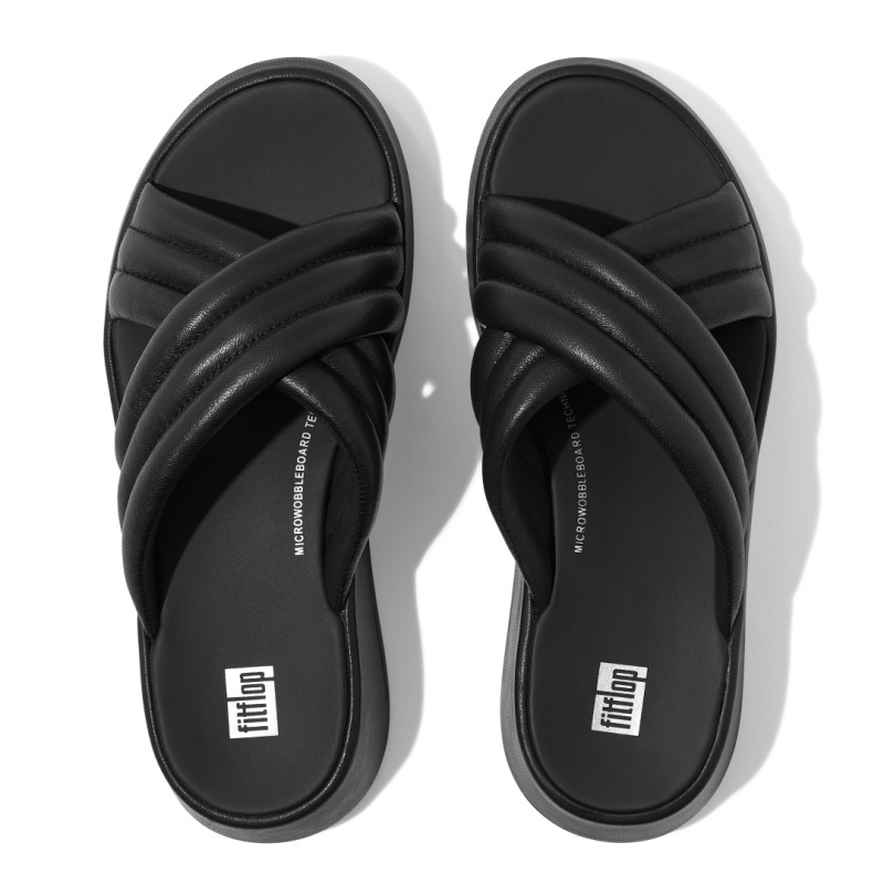 Black Fitflop F-Mode Slides Women's Slides | PH-8142YGTLD